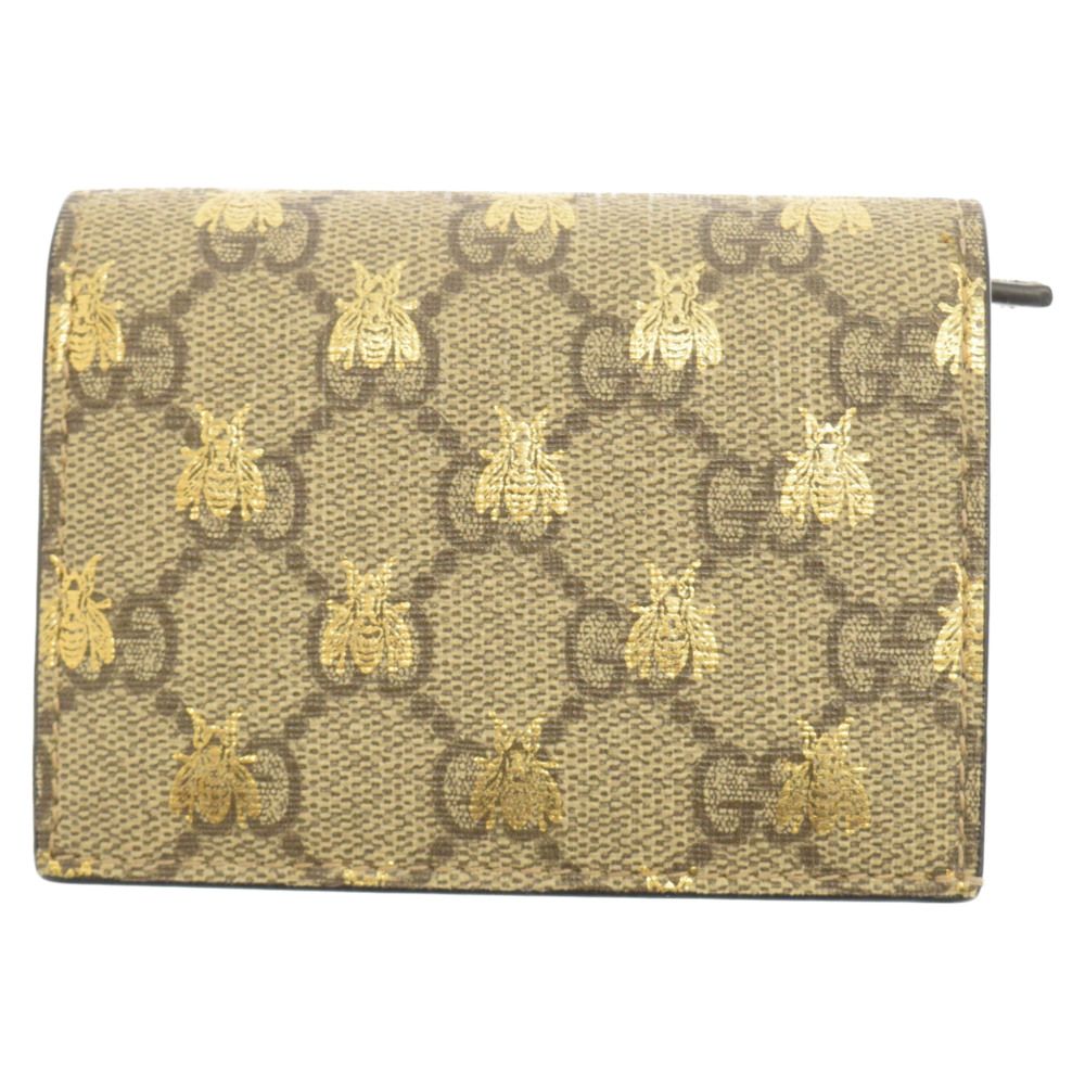GUCCI (グッチ) GGスプリーム BEE ビー プリント コンパクトウォレット 