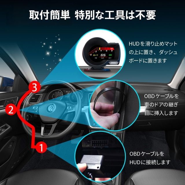 ヘッドアップディスプレイHUD OBD2速度計