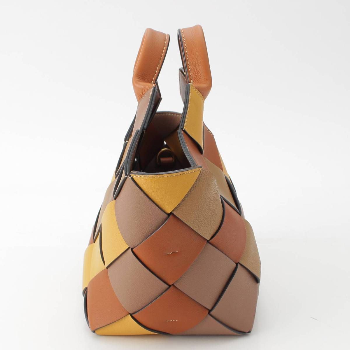 ロエベ ウーブン 2wayハンドバッグ レザー マルチカラー 101.88.K05 ブラウン