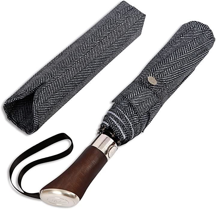 Balios 英国 バリオス 折りたたみ傘 メンズ 65cm 8本骨 395g 自動開閉 晴雨兼用 ジャンプ傘 ワンタッチ 大きい ヘリンボーン