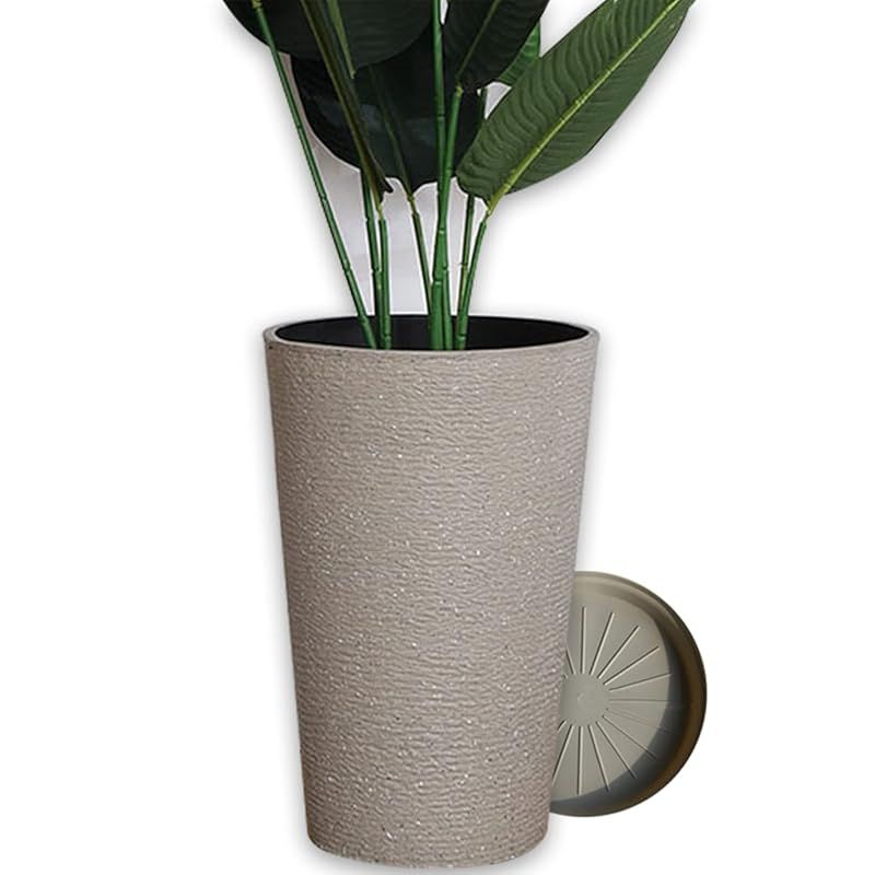 Floralies プランター 大型 おしゃれ 受け皿付き 植木鉢 大型 軽量 屋内 屋外用 プランター 深型 高さ42cm 排水穴付 観葉植物 鉢 植木鉢 1個当たり キャメル 高さ42cm 0