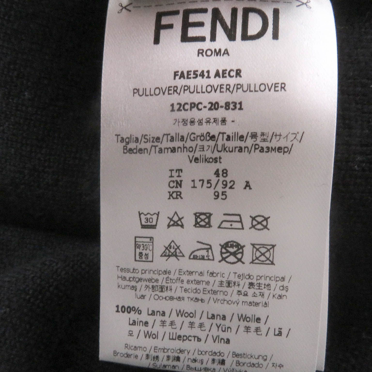 極美品□FENDI フェンディ FAE541 ウール100％ モックネック ブロック 