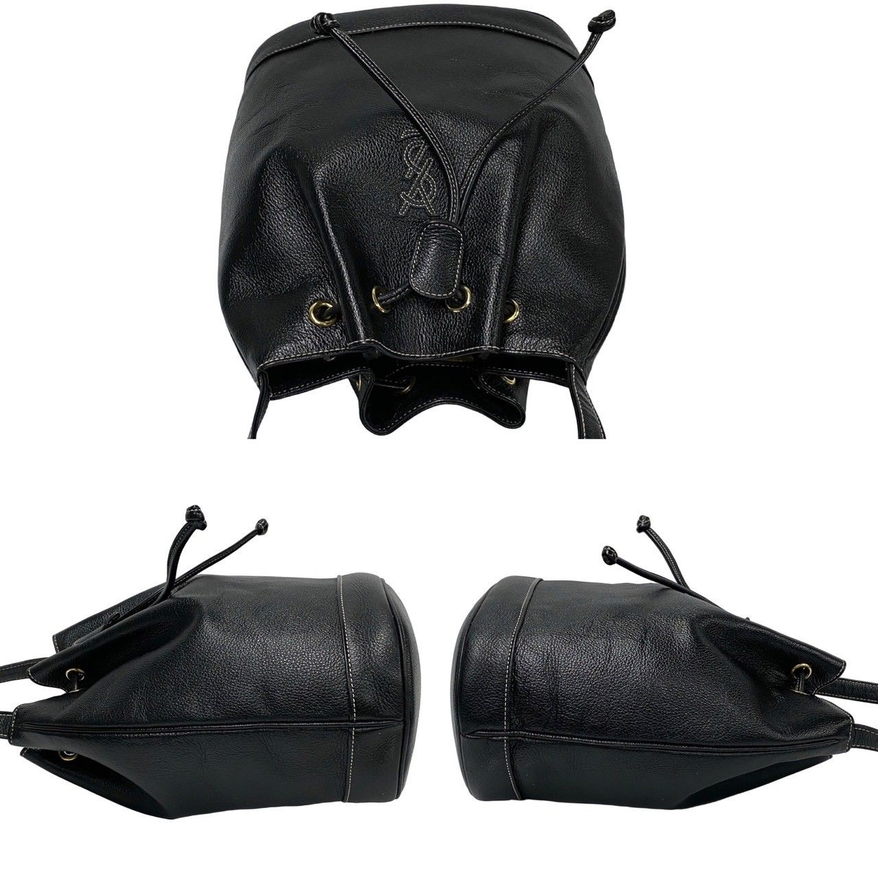 極 美品 YVES SAINT LAURENT イヴ サンローラン YSL ロゴ ステッチ 