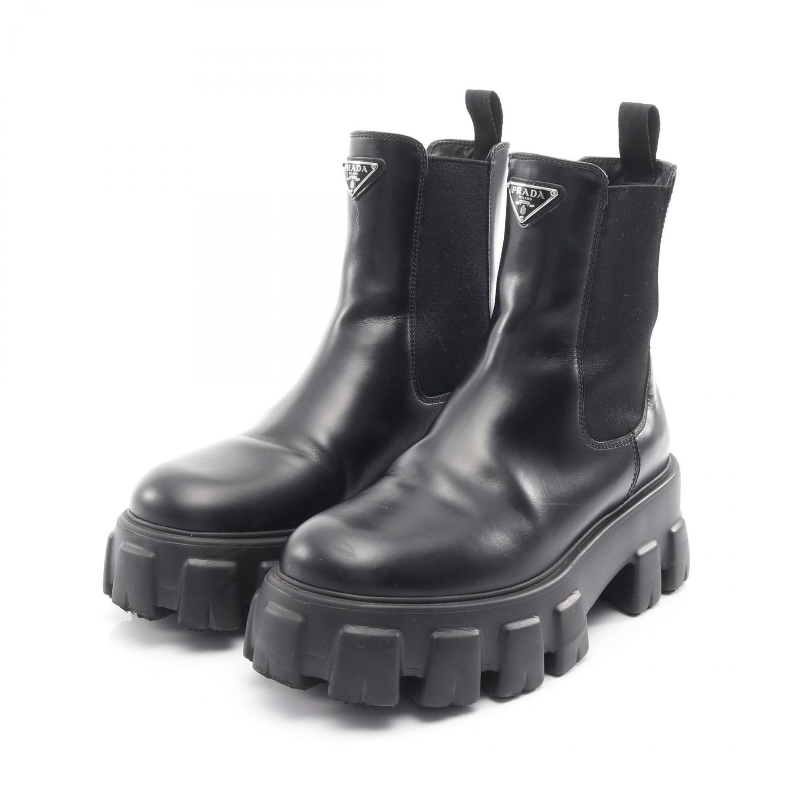 PRADA プラダ モノリス ブラッシュドレザー チェルシー ブーツ