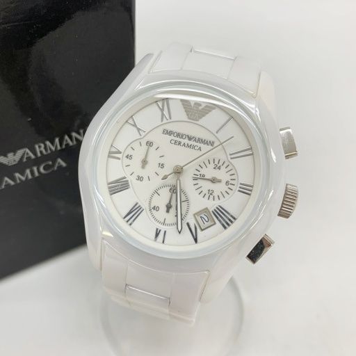 EMPORIO ARMANI エンポリオ アルマーニ CERAMICA セラミカ 腕時計 AR1403 ウォッチ アナログ クロノグラフ セラミック メンズ DF15933
