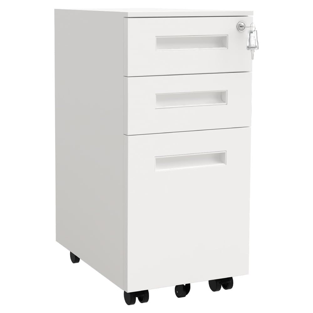 高さ63cm 奥行43cm 幅3cm ホワイト 3段 キャスター付き BW3-3LP-WH デスクワゴン 家具のAKIRA
