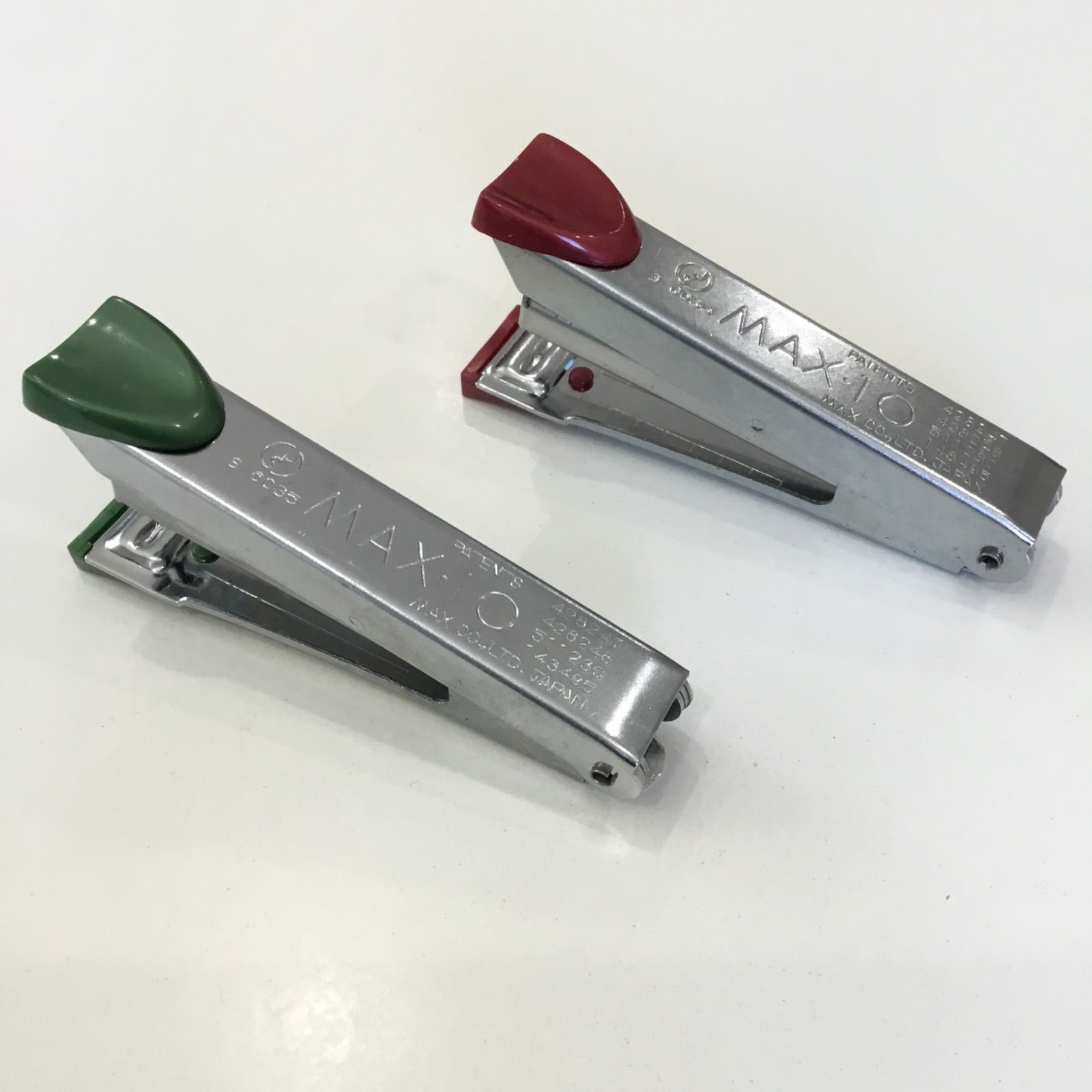 昭和レトロ 廃盤 ホッチキス MAX HD-10 レッド&グリーン 2コセット 