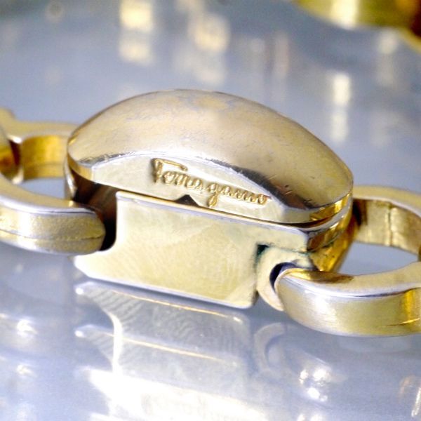美品 サルヴァトーレフェラガモ チェーンブレスレット ガンチーニ ゴールド 金 Salvatore Ferragamo ガンチーニチェーンブレスレット ゴールド