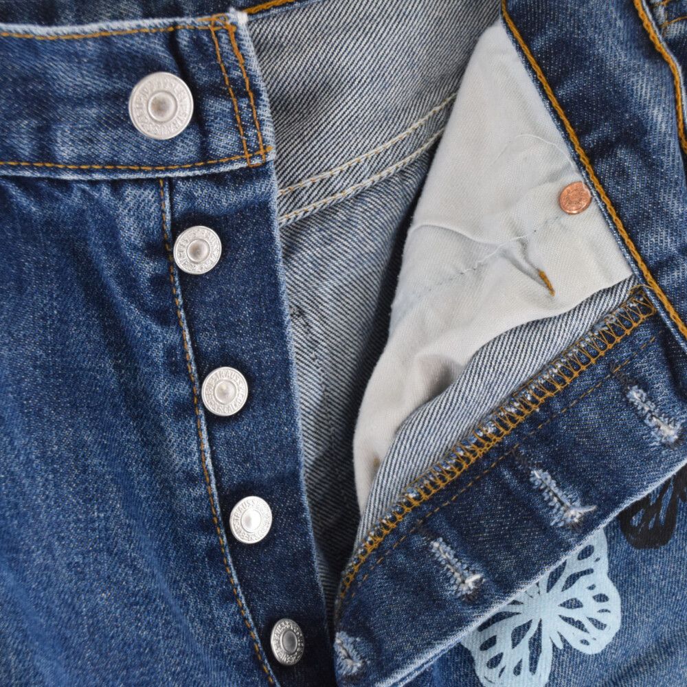 アバウトドリームズ 蝶刺繍 デニムパンツ About Dreams (アバウト