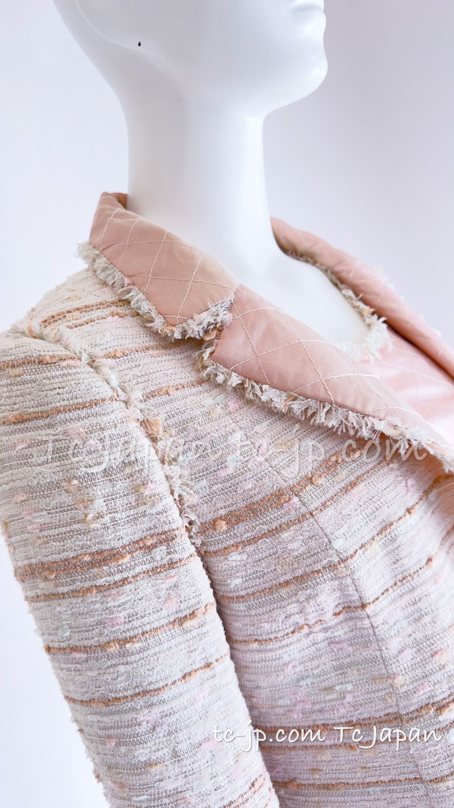 シャネル コート セット CHANEL 生成り ベージュ ピンク スカート  