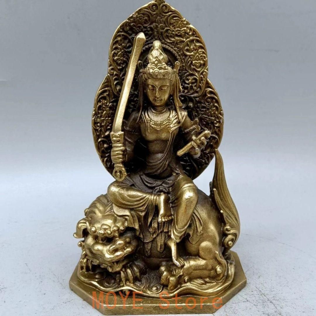 銅製 仏像 文殊菩薩仏像 家内 仏堂奉納 装飾品 工芸品 置物