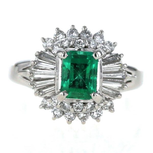 Pt900 プラチナ リング エメラルド 0.79ct ダイヤモンド 0.55ct