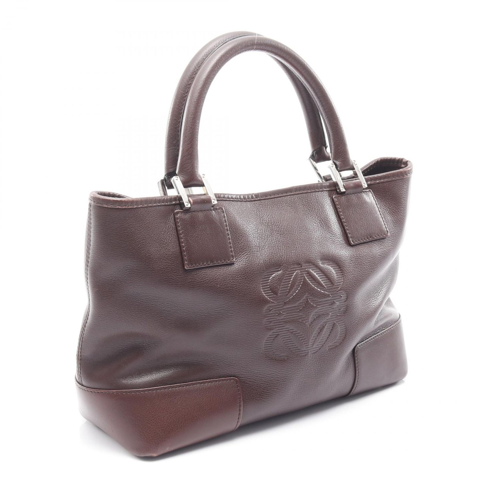 ロエベ LOEWE ハンドバッグ アナグラム ダークブラウン レザー