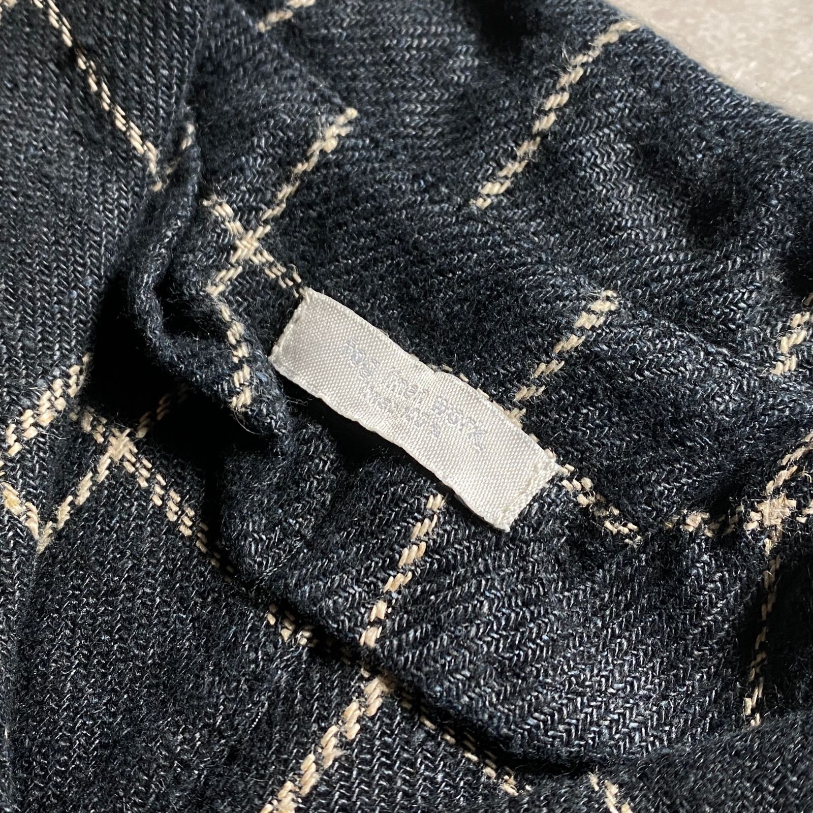 ☆fog linen work /ナチュラル リネン100% 麻 チェック フロント比翼