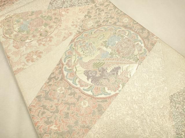 平和屋着物◎佐賀錦 六通柄袋帯 花蝶絵皿鳥文 金銀糸 正絹 逸品