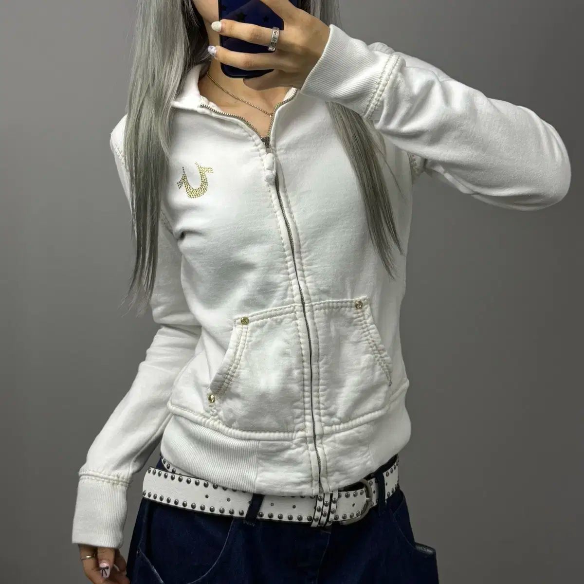True Religion フード付きパーカー True Religion ジップアップ パーカー | グレー | FARFETCH JP