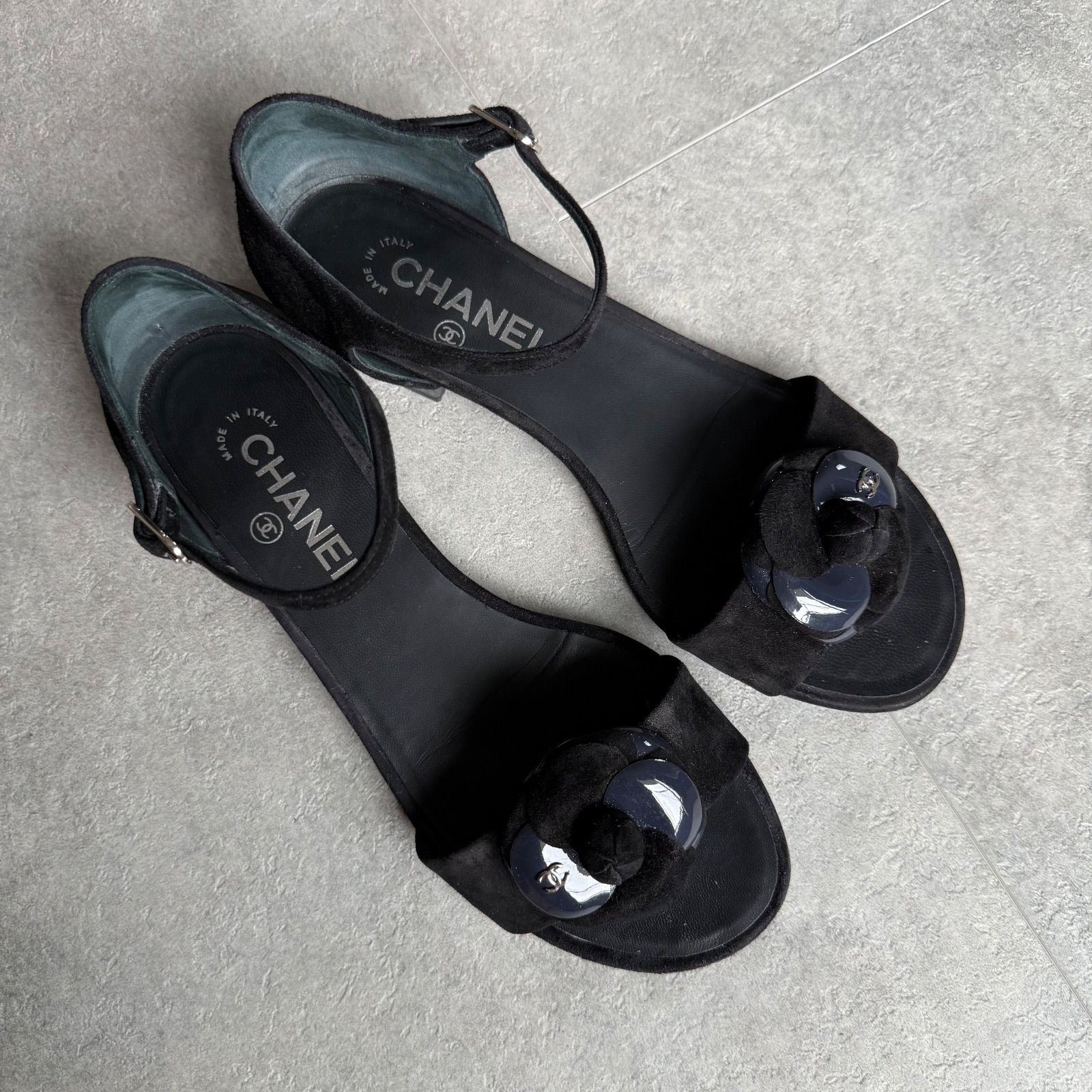 美品 CHANEL シャネル カメリアココマーク スエード アンクル