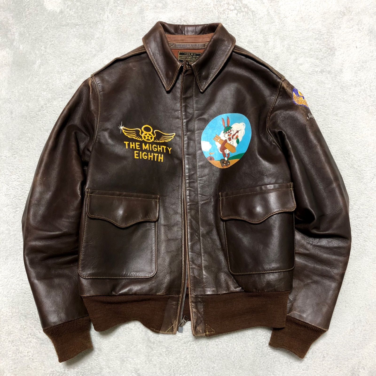 Eastman Leather Clothing A-2 フライトジャケット Rough Wear ラフウェア 実名復刻 バックペイント  ピンナップガール TALONジッパー ホースハイド 馬革 レザー 36サイズ ミリタリー ボンバージャケット イーストマン - メルカリ