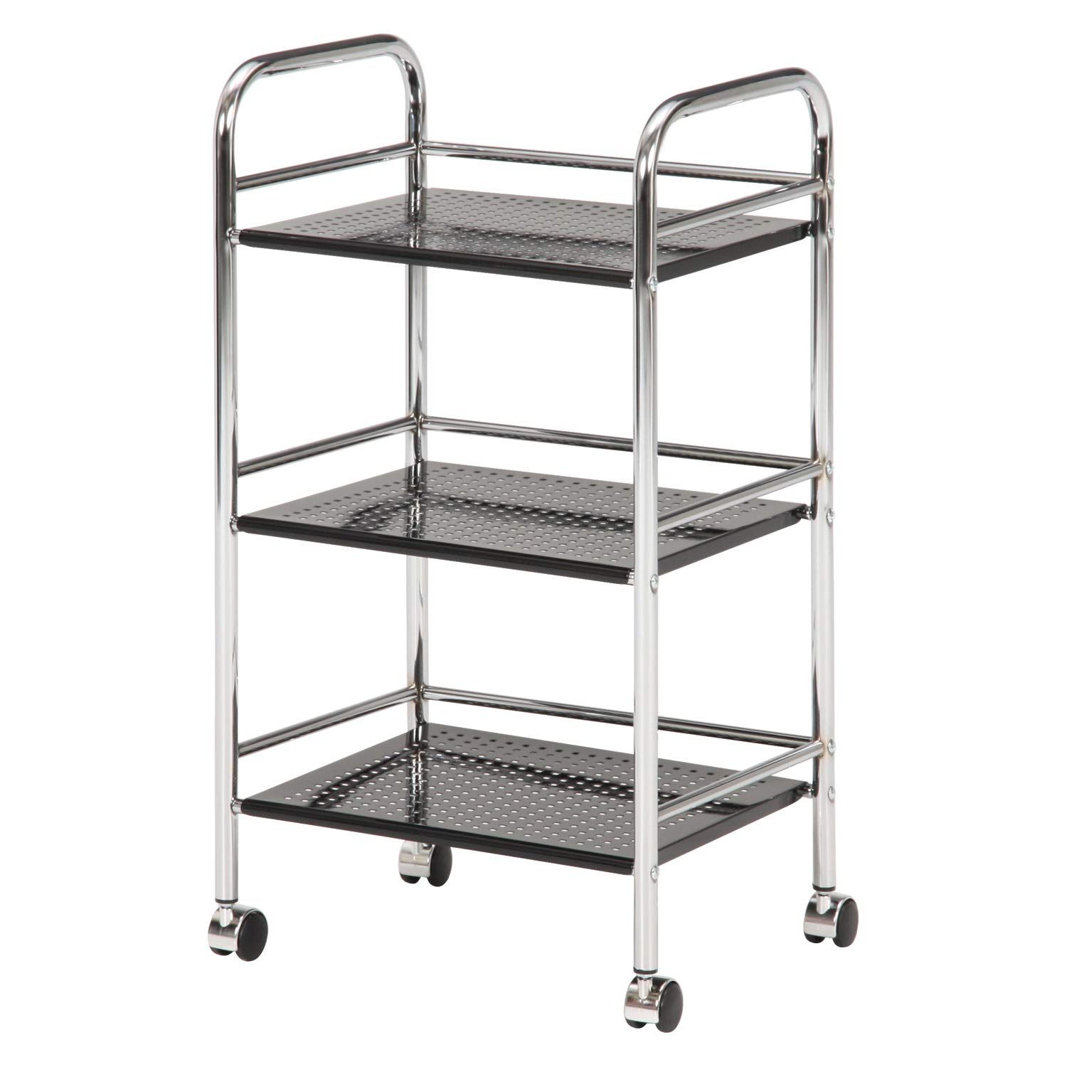 組立商品 キャスター付き スチール キッチン収納 ブラック 幅40×奥行32×高さ74.5cm 93396 3段 ラック キッチンワゴン 不二貿易