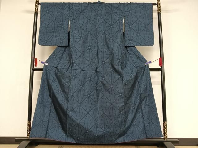 平和屋着物○本場大島紬 一元7マルキ 麻の葉文様 正絹 逸品