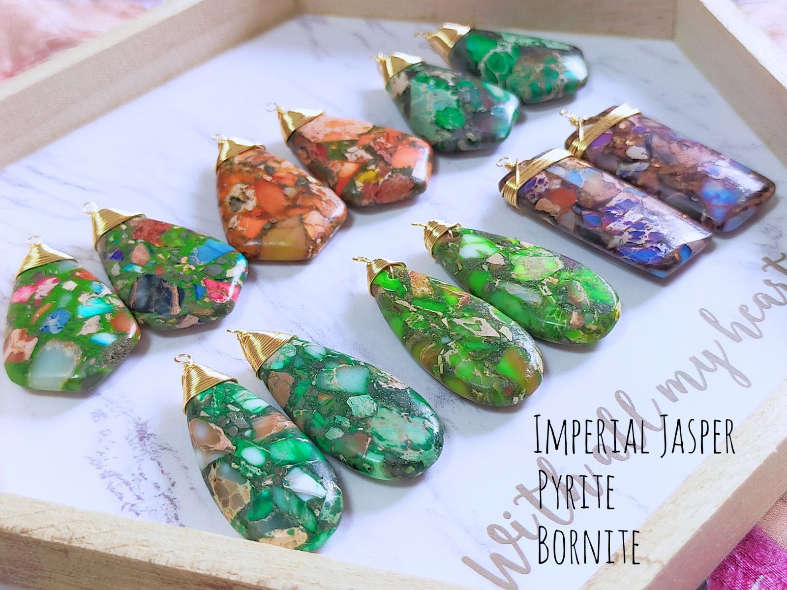 14KGFタンザナイトとラブラドライトによる宝石の魚ピアス ～Jewelry