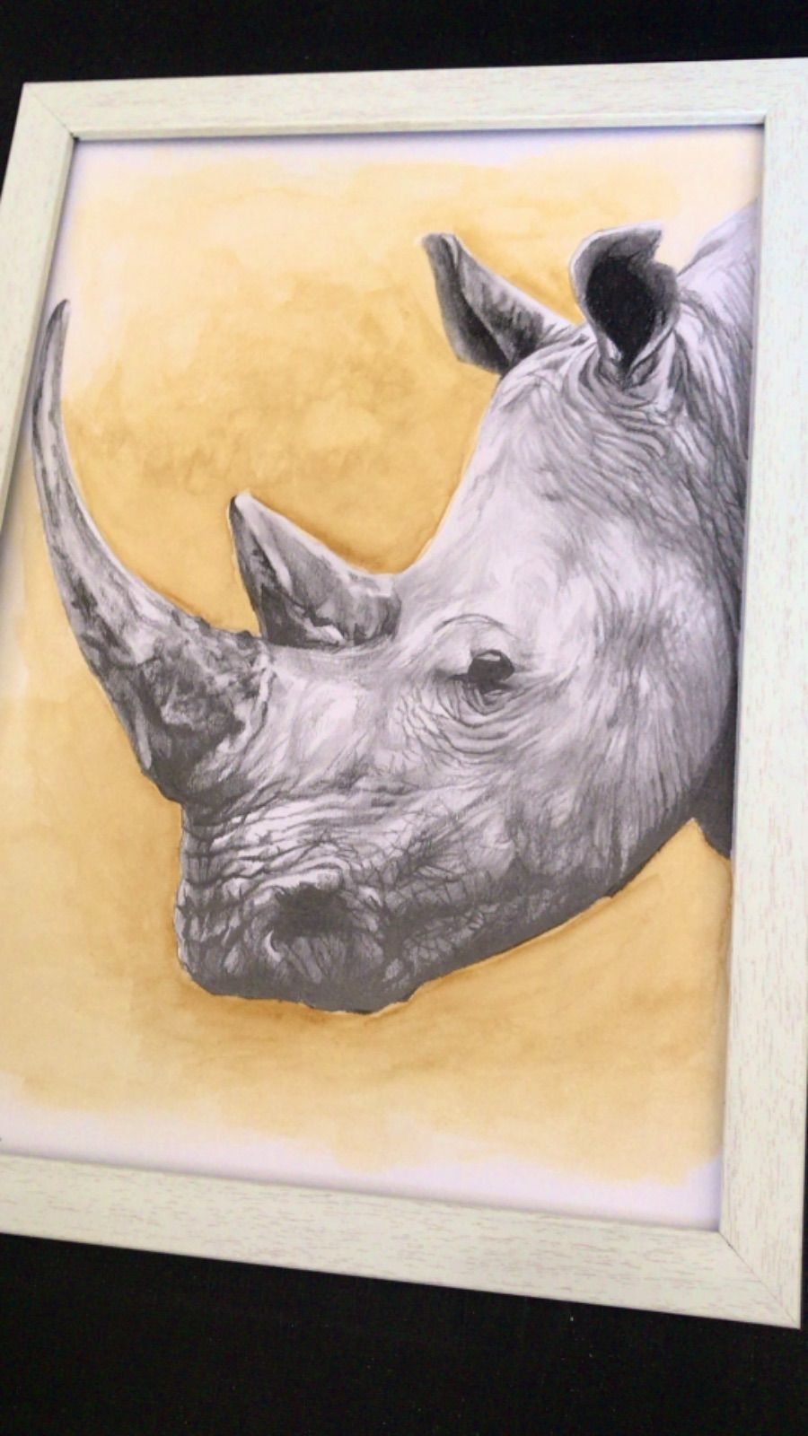 シロサイ ペン画 サイ 動物ペン画No.13