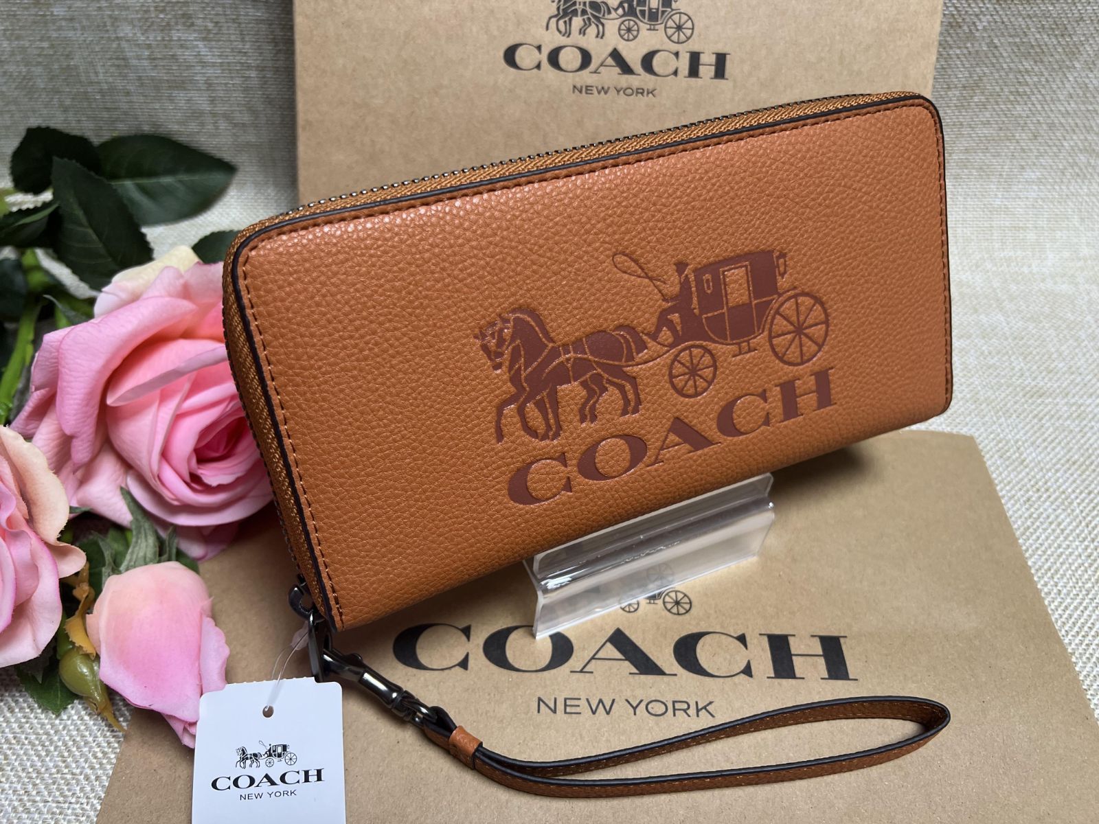 COACH 長財布 コーチ 財布 エンボスド レザー ロング ジップアラウンド