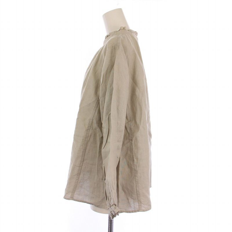 ネストローブ nest Robe ビエラスタンドフリルブラウス シャツ 長袖 リネン F ベージュ 01175-1112-39 /BM レディース ネストローブ nest Robe ビエラスタンドフリルブラウス シャツ