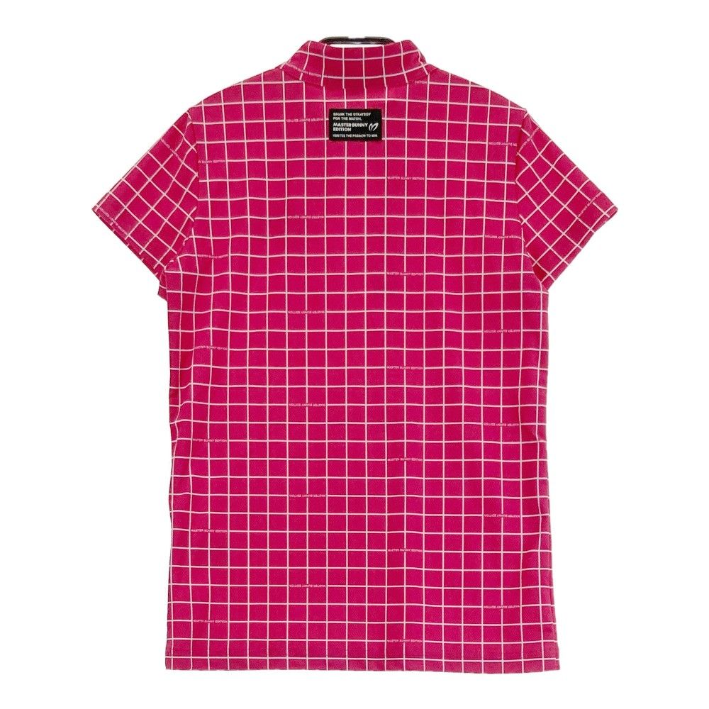 サイズ 0 MASTER BUNNY EDITION マスターバニーエディション 2025年モデル ハーフジップ 半袖Tシャツ チェック柄 ピンク系 240101224948 ゴルフウェア レディース ストスト