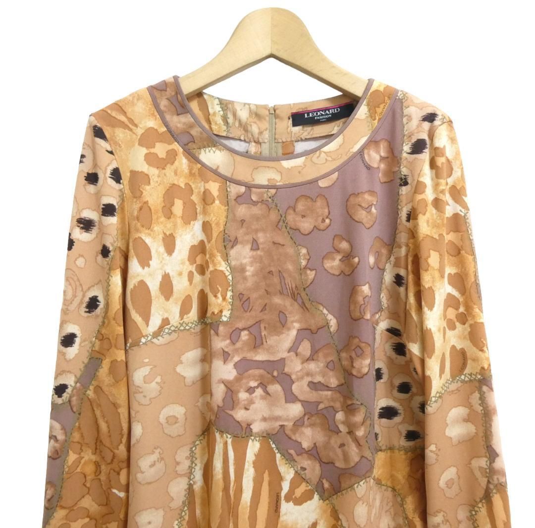 H833 新品未使用 XL レオナール カンカン素材 カットソー レディース 美品 LEONARD レオナール カンカン ストレッチ トップス カットソー