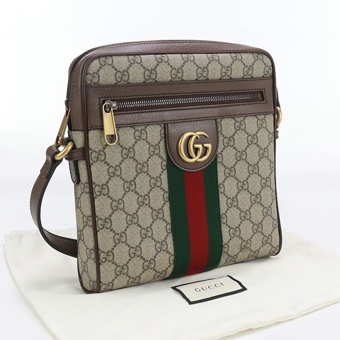 GUCCI グッチ スモール メッセンジャーバッグ オフィディア 斜め掛け ショルダーバッグ GGスプリームキャンバス|レザー メンズ