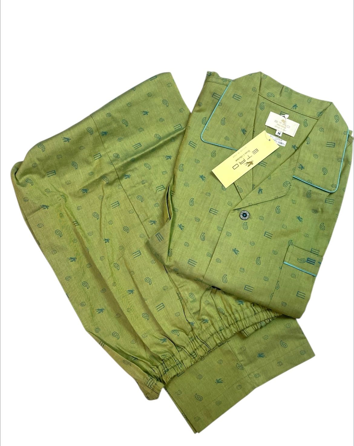 エトロ ETRO 紳士 パジャマ 長袖 長ズボン 前開き 綿 西川産業 M