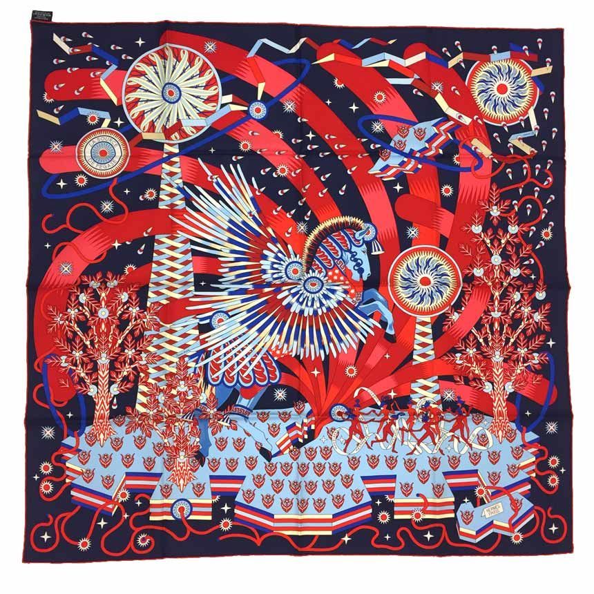 希少 HERMES エルメス スカーフ カレ90 ペガサスの源泉 新品 未