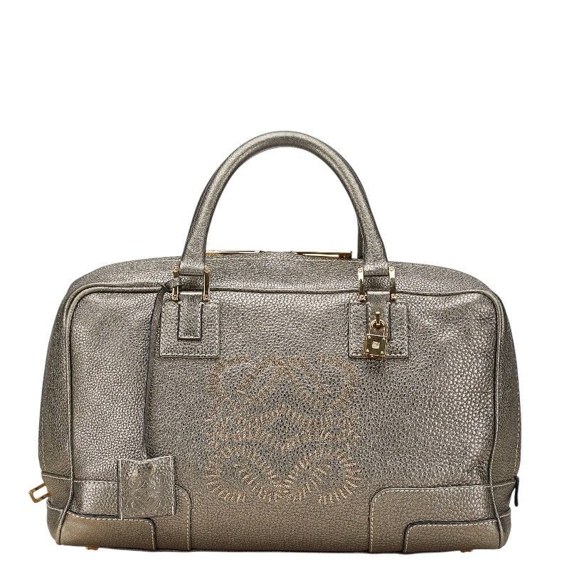 ロエベ アナグラム アマソナ36 グレー シルバー レザー レディース LOEWE 1-0204647