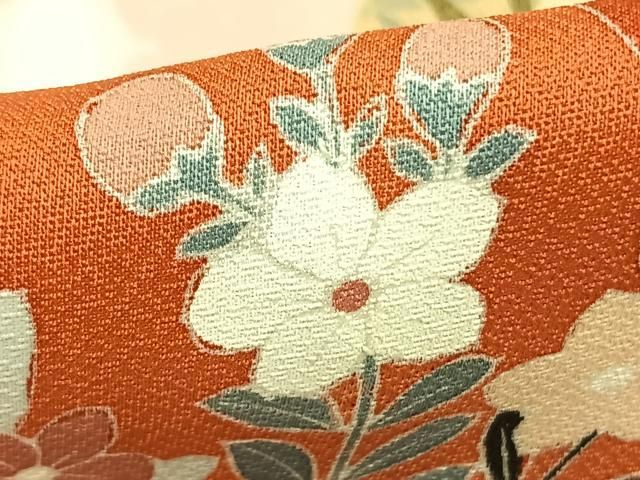 平和屋着物▽訪問着 単衣 花鳥冊子文 正絹 逸品 AAAZ1450fy 平和屋