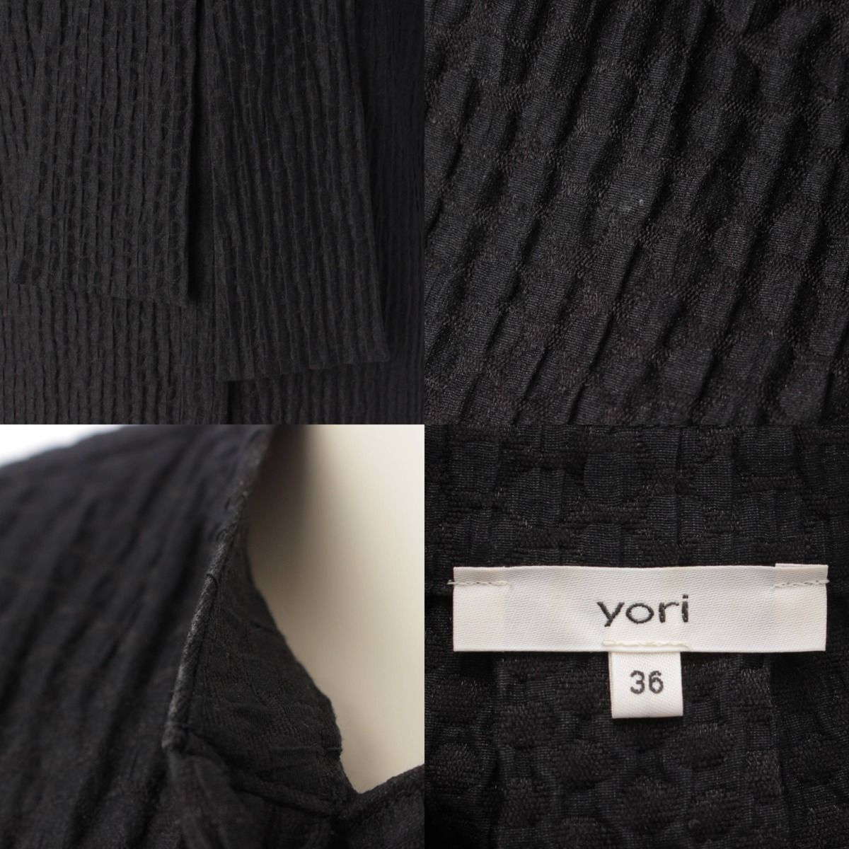 yori 23SS フクレリボンブラウス ラウンドカラー　YR2221-055SM＊ ヨリ 23SS フクレリボンブラウス ラウンドカラー ブラック 36