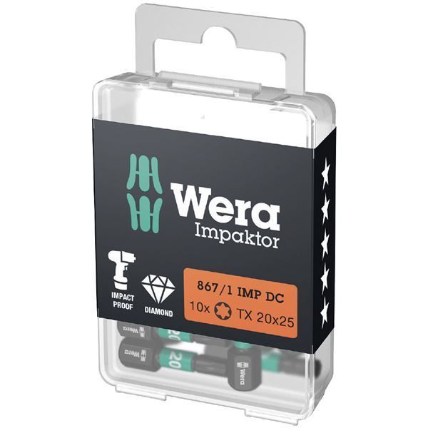 WERA ヴェラ 10本入 差込6.35mm インパクトドライバー用 トルクスドライバービット 刃先サイズT20 全長25mm 057624 工具 ツール