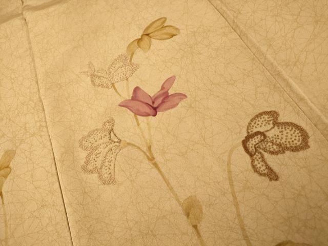 平和屋着物□中国三大刺繍 相良刺繍 訪問着 手描き 霞草花文