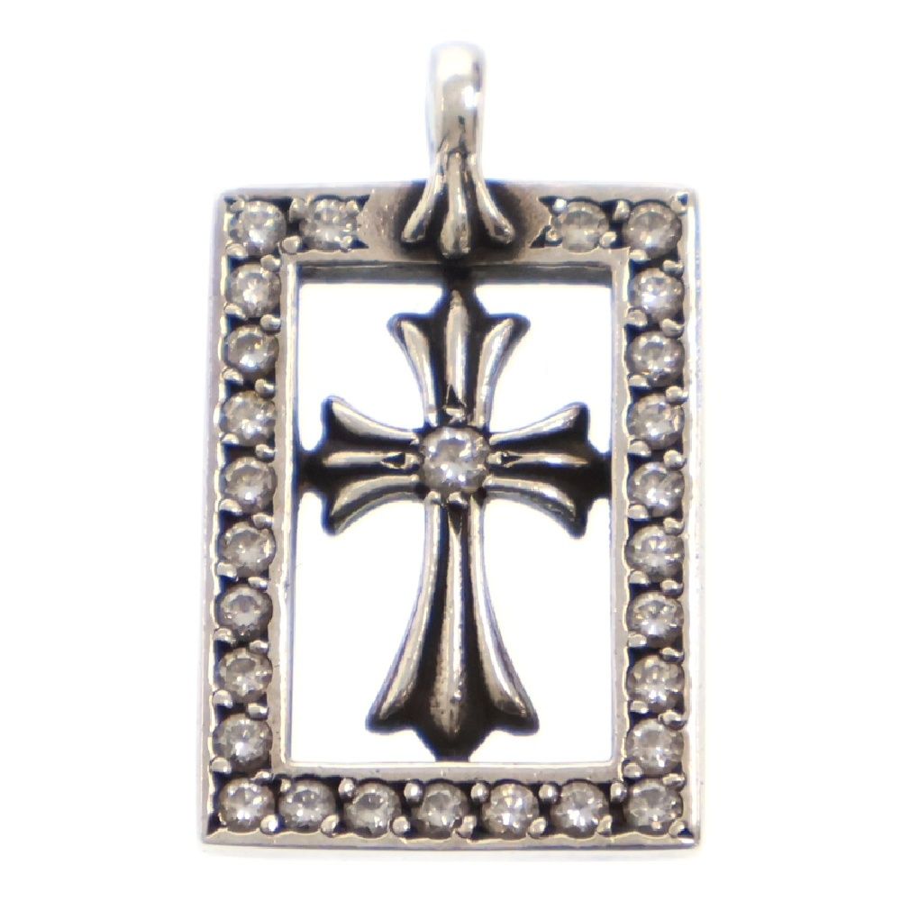 CHROME HEARTS クロムハーツ FRMD OPN BBYFAT P D フレームドオープン PAVEダイヤ ネックレストップ シルバー
