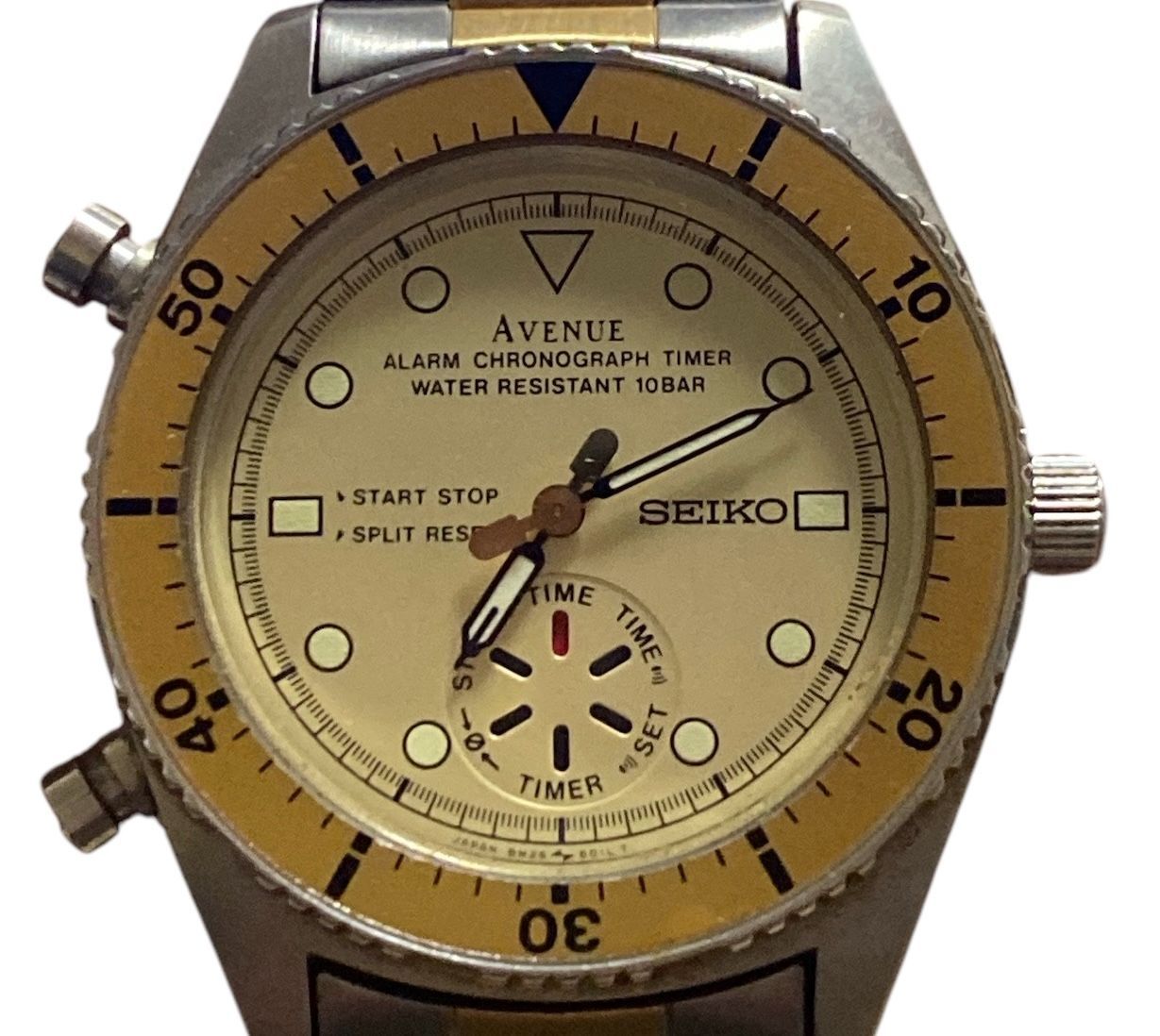 SEIKO セイコー AVENUE アベニュー 8M26-600A SS・GP アラーム クロノ