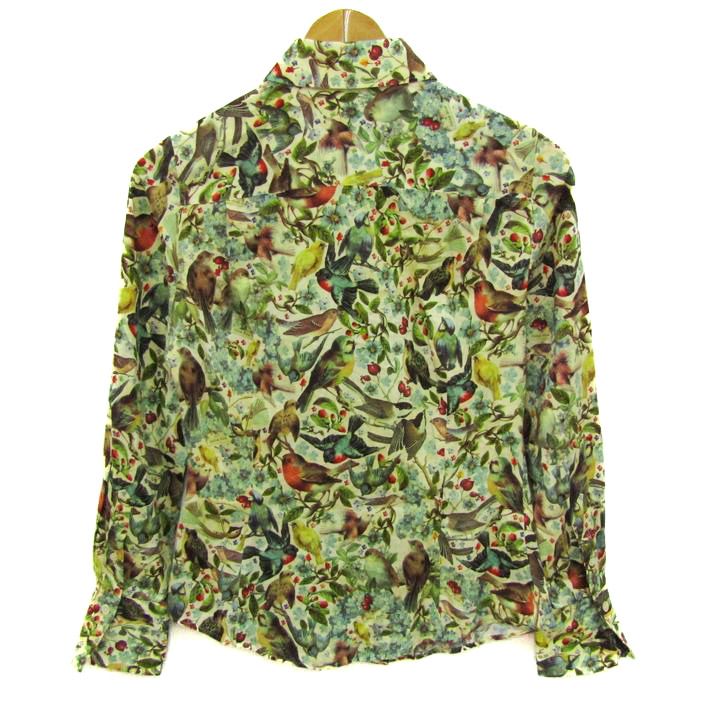 ポールスミス ブラック 長袖シャツ 鳥柄 トップス レディース 40サイズ グリーン×レッド×ホワイト系 Paul Smith BLACK ポールスミス ブラック 長袖シャツ 鳥柄 トップス レディース 40サイズ