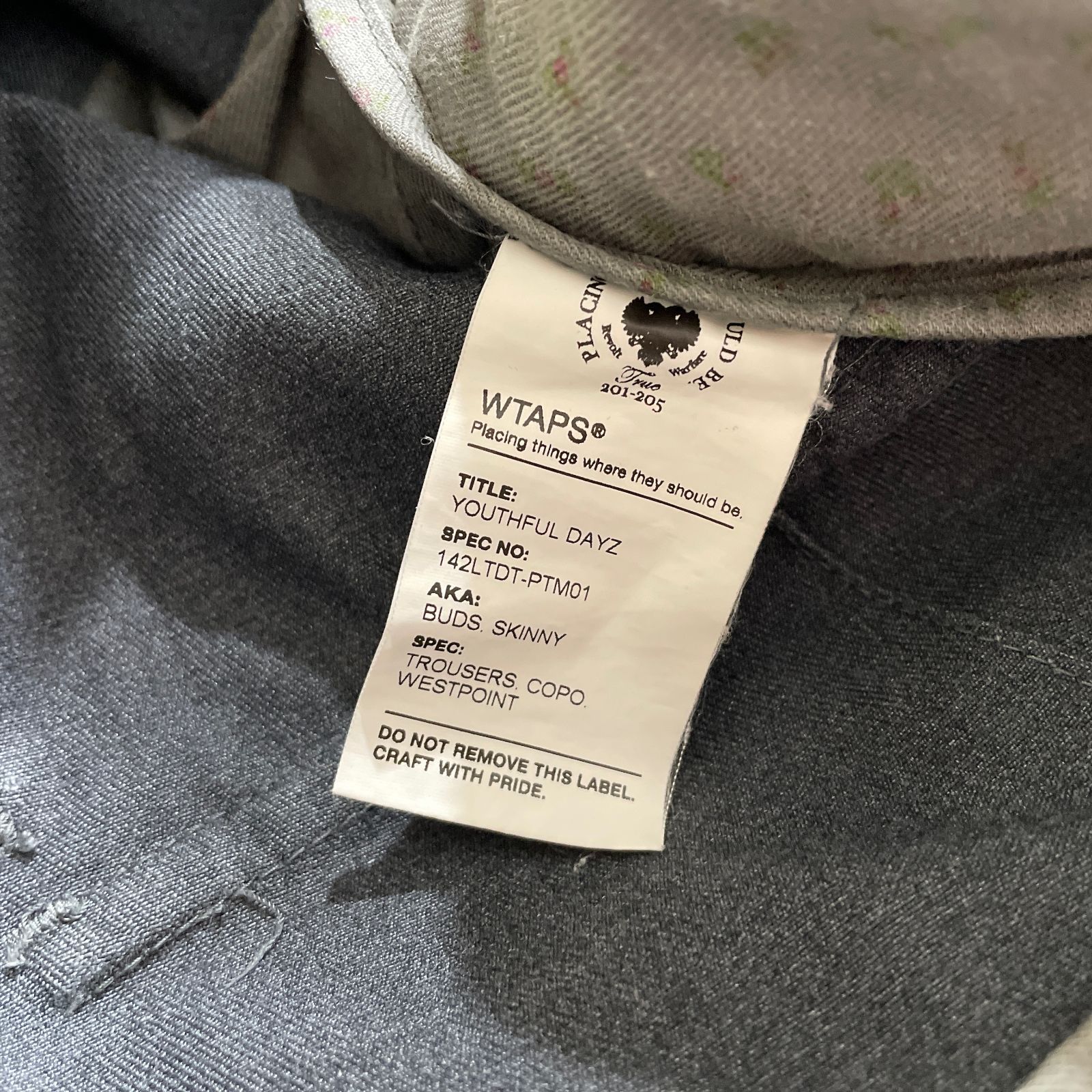 WTAPS YOUTHFUL DAYZ BUDS SKINNY トラウザーパンツ ダブル