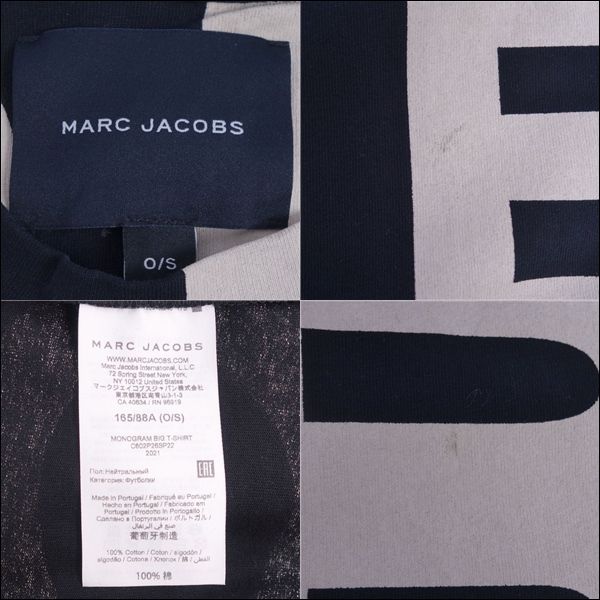 美品 マークジェイコブス MARC JACOBS Tシャツ カットソー 総柄 ショートスリーブ コットン トップス メンズ S ブラック/ホワイト