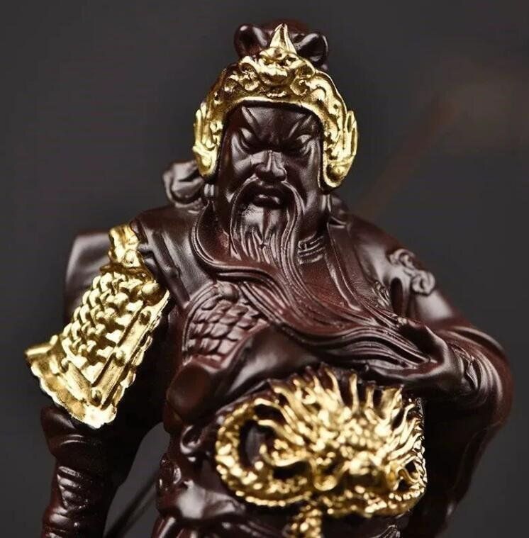 関羽像 彫刻 上品 黒檀木 仏師で仕上げ品 武財神 中国武将 三国志 木彫 美術品