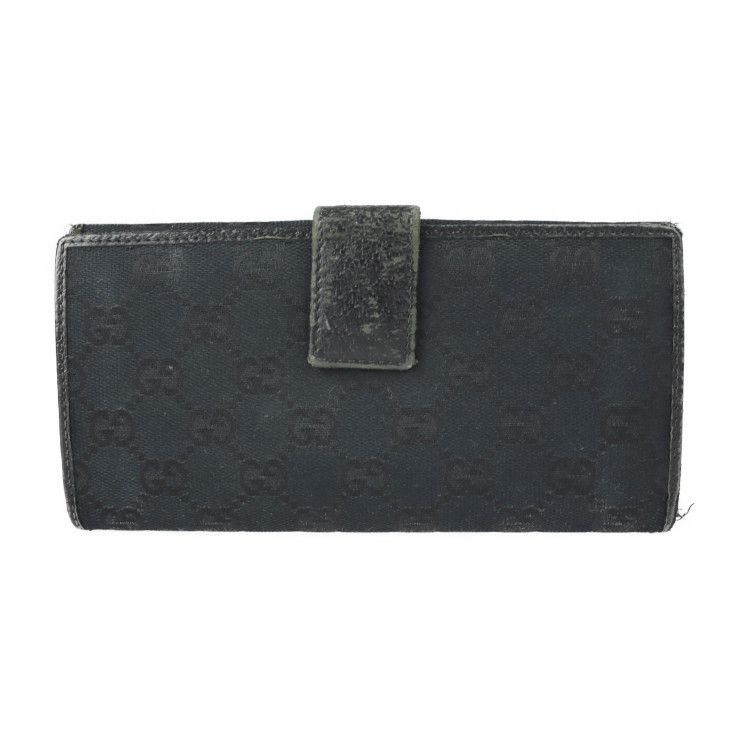 グッチ ホースビット レザー 二つ折り 長財布 ブラック がま口 GUCCI グッチ ホースビット がま口 二つ折り財布 レザー 黒