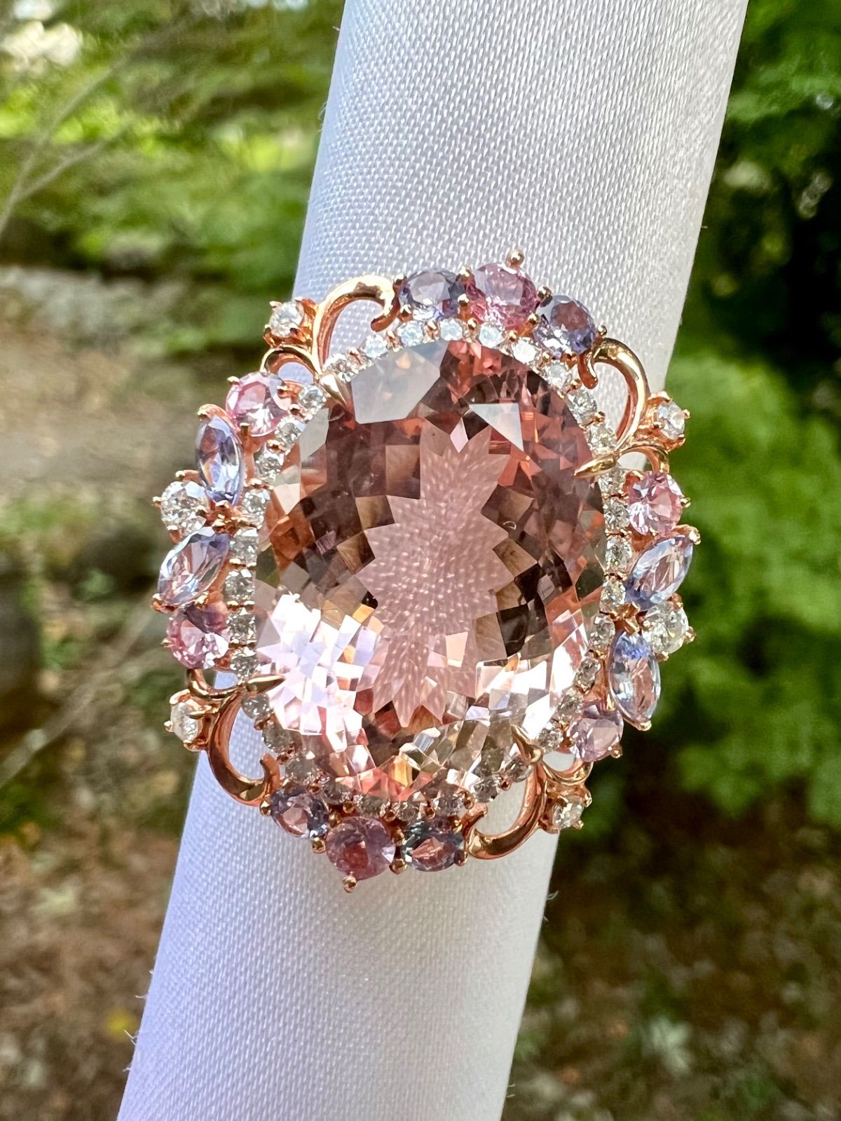 超可愛いぃ！K18PG モルガナイトリング 10.41ct《1点もの！》 モルマックス