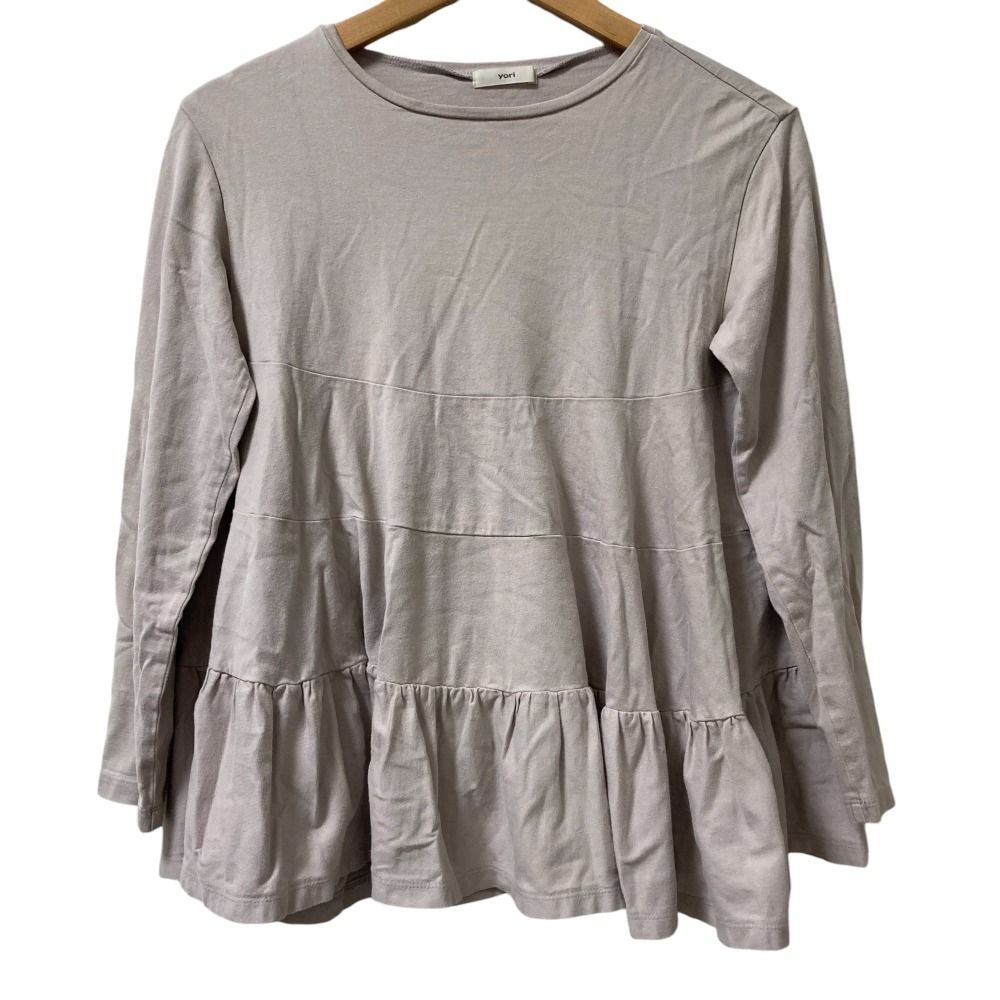 良品 22AW yori ヨリ ティアードギャザーカットソー ロングスリーブ Tシャツ プルオーバー YR2211-147AW F ピンクグレー レディース 古着 中古 良品 22AW yori ヨリ ティアードギャザーカットソー ロング