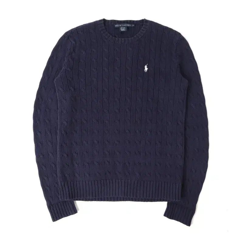 Ralph Lauren ラルフローレン ネイビー ホワイトポニー コットン ケーブル ニット