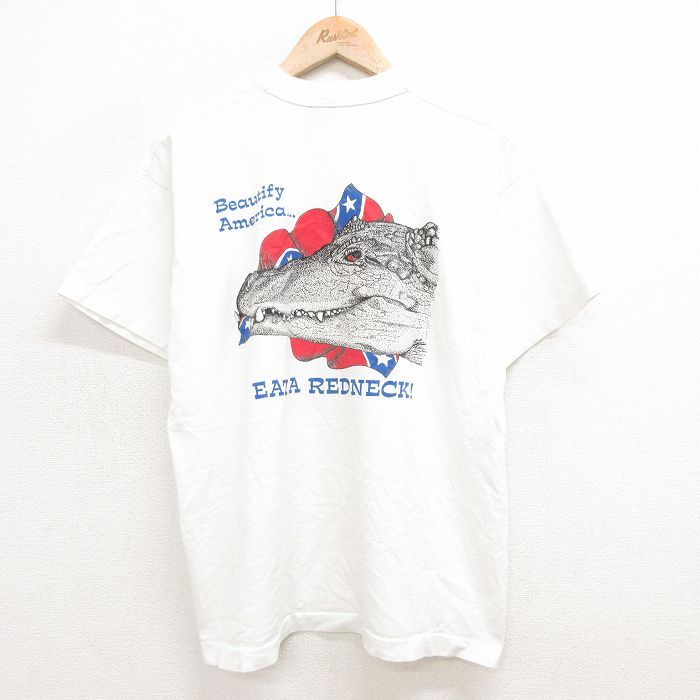 XL/古着 フルーツオブザルーム 半袖 ビンテージ Tシャツ メンズ 90s ウエスタンブーツ ワニ 大きいサイズ クルーネック 白 ホワイト 24mar1