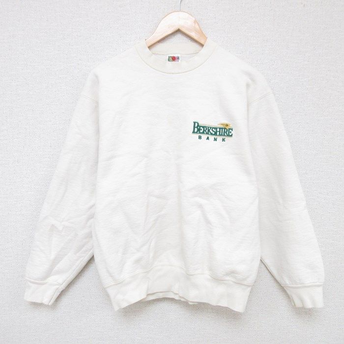 BayBankスウェット ホワイト 80s 90s 古着 フルーツオブザルーム M/古着 フルーツオブザルーム 長袖 スウェット メンズ 90s